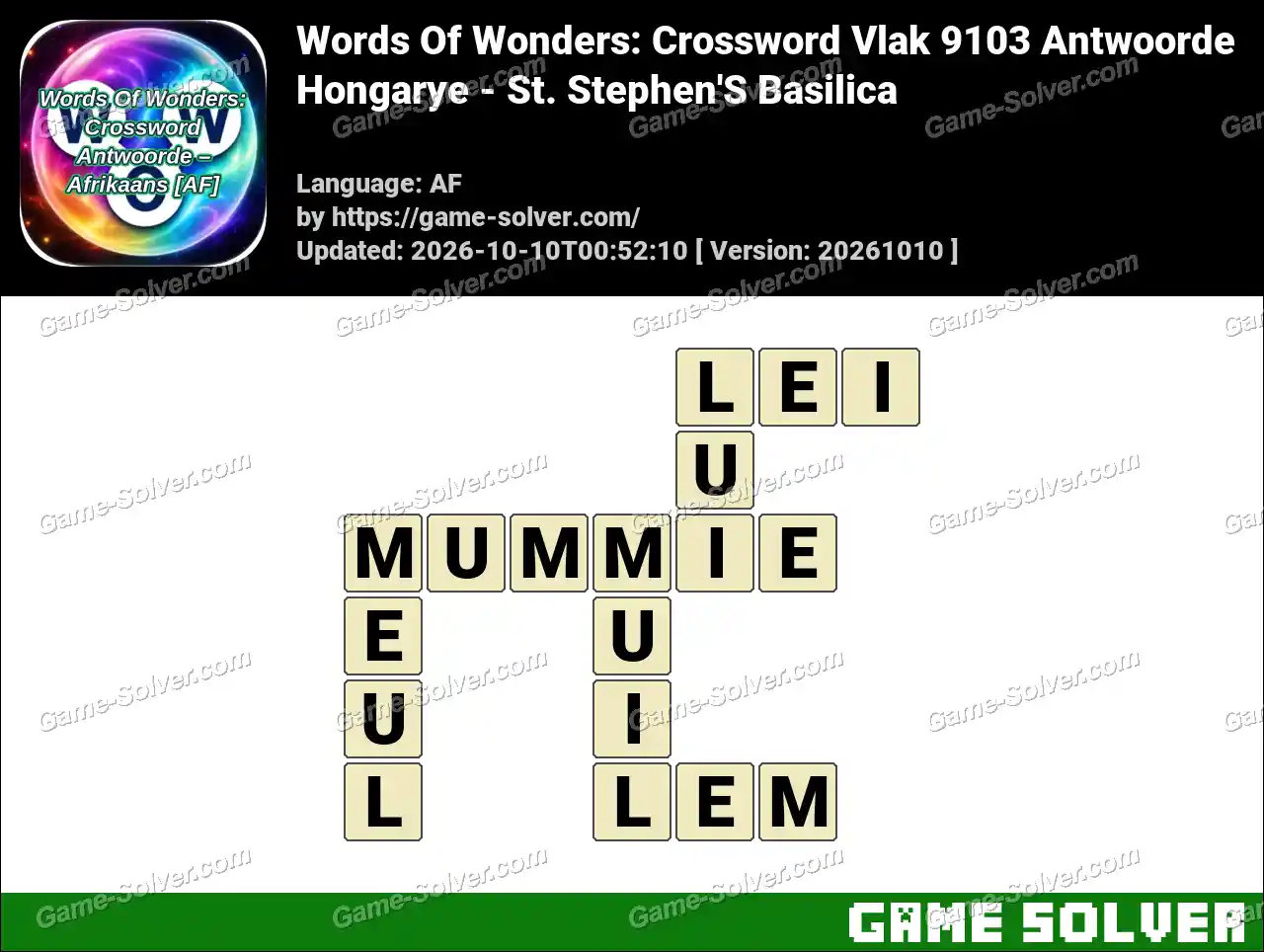 Words Of Wonders: Crossword Vlak 9103 Antwoorde – Hongarye – St. Stephen’S Basilica